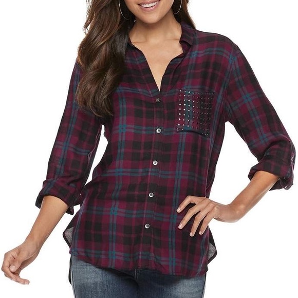 Rock & Republic Plaid Stud Shirt - Picture 1 of 6